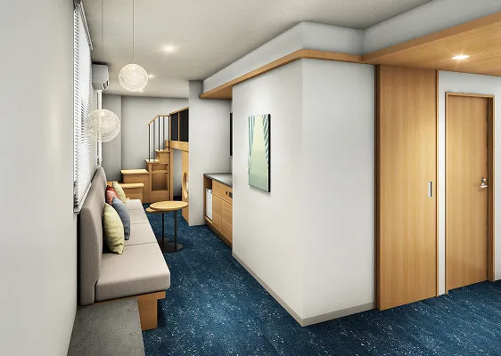 バンクフォース客室を入口から見た図